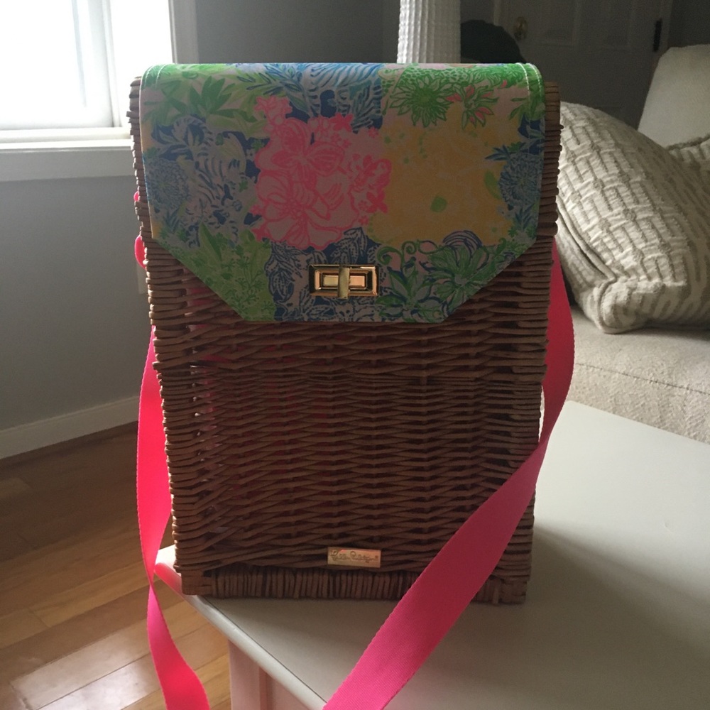 Lilly Pulitzer Wicker Wine Basket